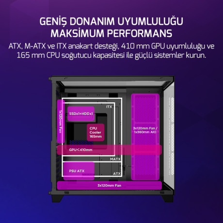 GAMEPOWER WARCRY TOPGLASS 4XARGB GAMING KASA 650W