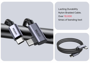 UNITEK TYPE-C HIZLI ŞARJ KABLOSU 90 DERECE 2 METRE 100W (C14123BK-2M)