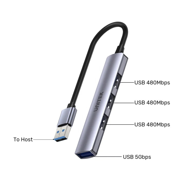 UNITEK TYPE-A TO 4 PORT USB HUB (USB3.0 + 3 x USB2.0) (H1208A)