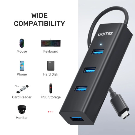 UNITEK TYPE-C TO 4 PORT USB 3.0 + TYPE-C (Y-3089Z01)