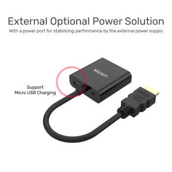 UNITEK HDMI TO VGA DÖNÜŞTÜRÜCÜ SES DESTEKLİ 1080P&60Hz (Y-6333)